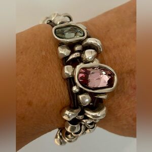 UNO de 50 Silver Bracelet with Pink and Green Stones